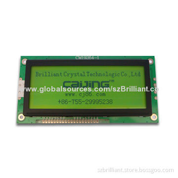 19264 Graphics LCD Module with STN Yellow Green, COB Style, White LED Backlight
